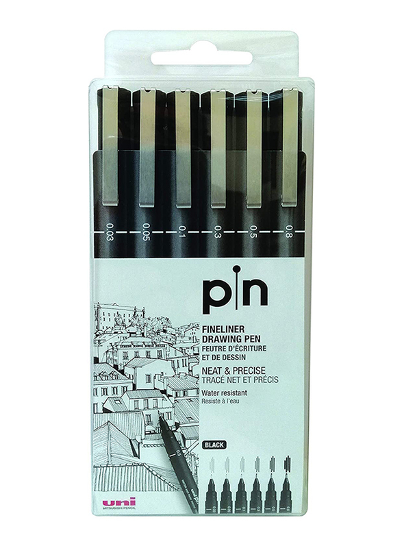 

Uniball Uni-Ball Pin Fine Liner Drawing Pen, Black/Grey
