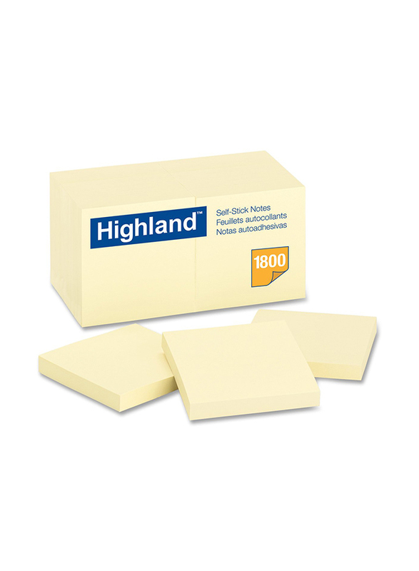 

3M Highland 6559 Self-Stick Notes, 127mm, 12 x 100 Sheets, Yellow