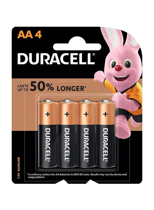 Duracell Type AA Alkaline Batteries, 4 Piece, Gold/Black