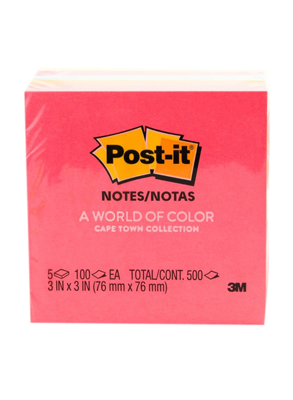 

3M Post-it 654 Neon Color Sticky Notes, 76 x 76mm, 5 x 100 Sheets, Multicolour