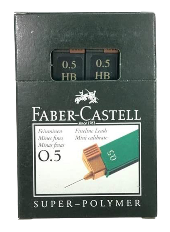 Faber-Castell 12-Piece Refill Leads Set, 0.5mm, HB, Black