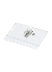 FIS Steel Name Badge with Buckle Set, 50 Pieces, Clear
