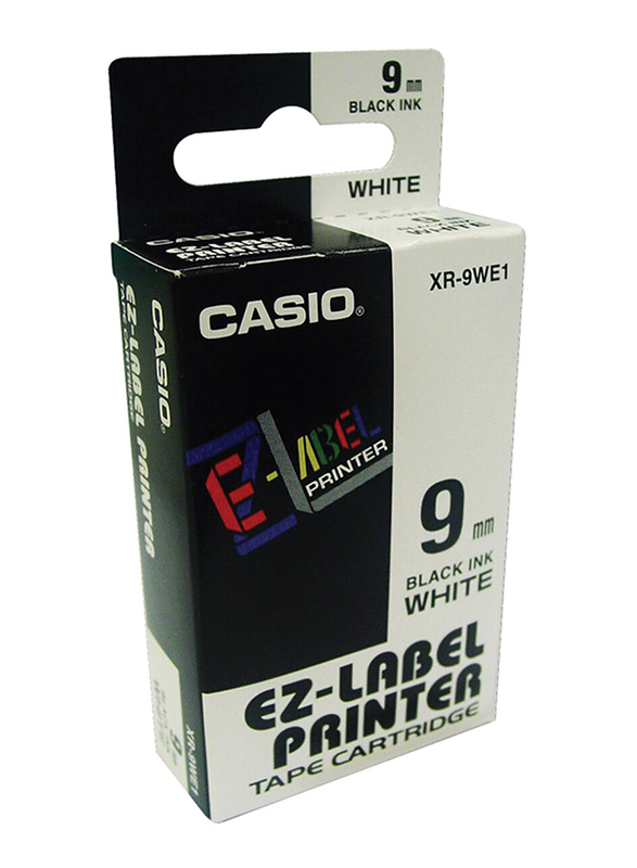 

Casio Black on White Label Printer Tape, 9mm x 8m, XR-9WE1, Black/White