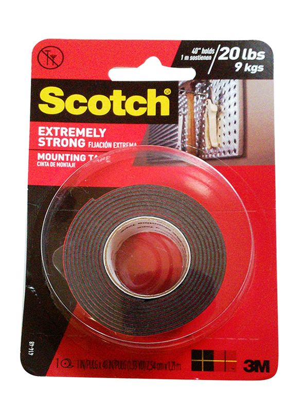 Scotch Extremely Strong Mounting Tape, 48 inch, Black