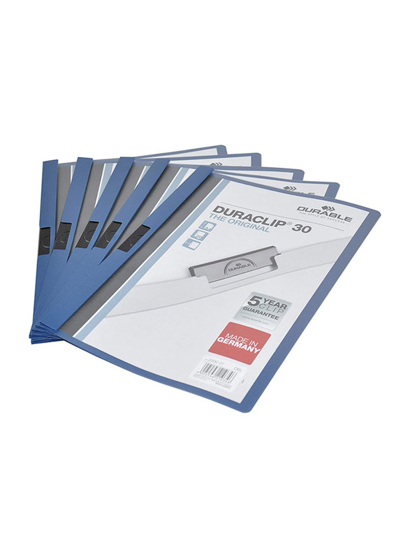 Durable Duraclip 30 The Original Plastic File, A4 Size, 25 Pieces, Blue