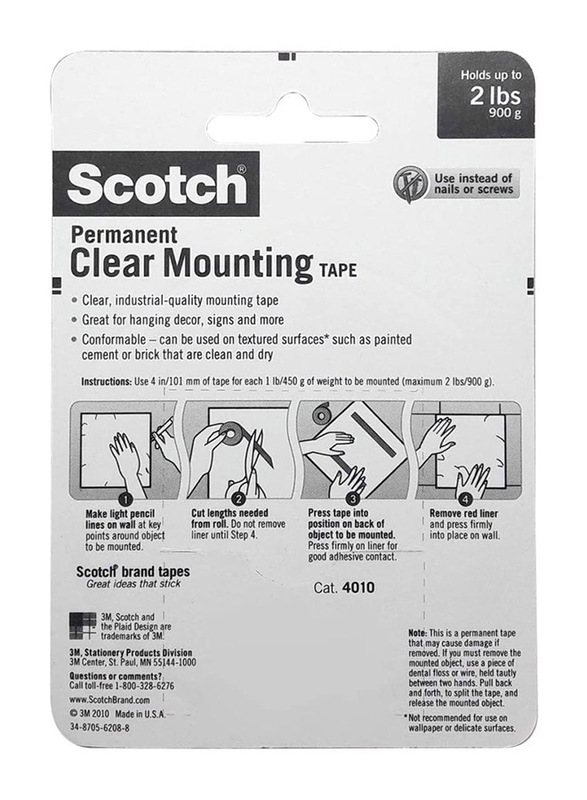 3M Scotch 4010 Permanent Mounting Tape, Clear