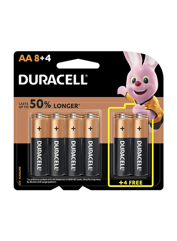 Duracell Type AA Alkaline Batteries, 12 Pieces, Multicolour