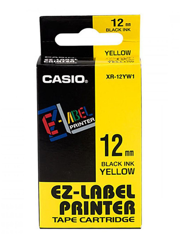 

Casio XR-12YW1 EZ-Label Printer Tape Cartridge, 8 x 12mm, Black/Yellow