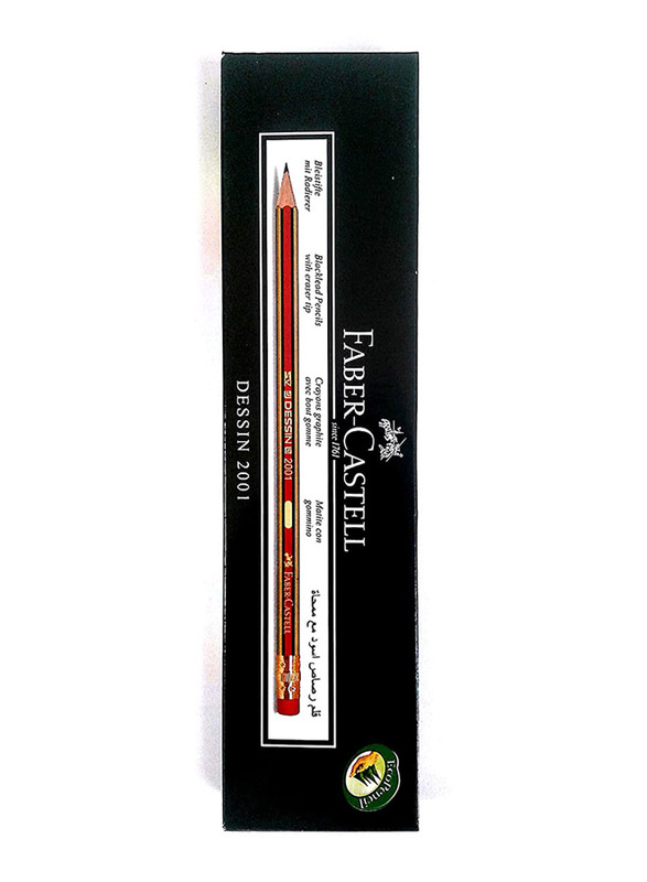 Faber-Castell 12-Piece Dessin 2001 Eraser-Tipped Pencil Set, Black
