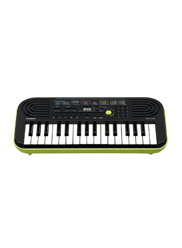 

Casio SA-46 Musical Keyboard, 32 Mini Keys, Black/Green