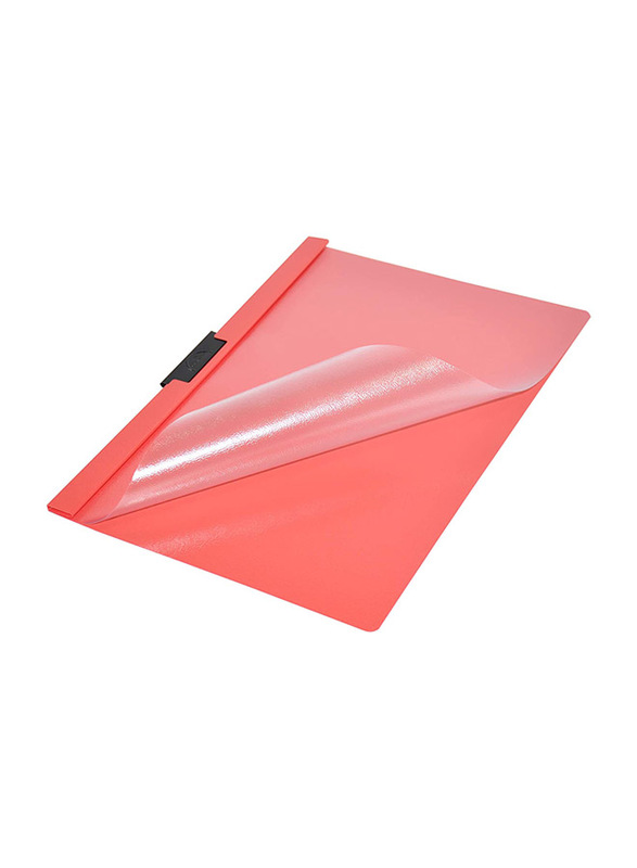 Durable Heavy Duty Plastic File, 25 Pieces, A4 Size, Red/Clear