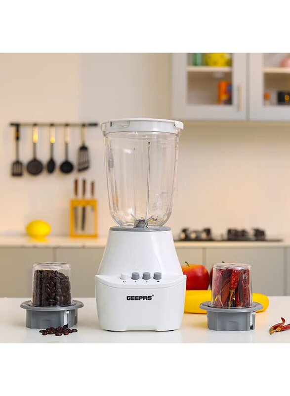 

Geepas 1.5L 3-In-1 Jar Blender, 400W, GSB6104, White/Clear