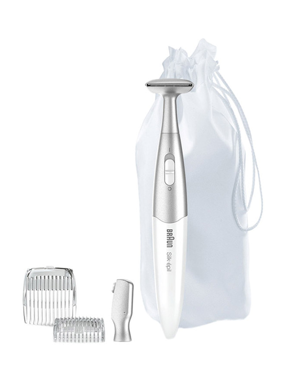 

Braun Silk-epil FG1100 Silk Finish 3-in-1 Bikini Styler Trimmer Epilator with 4 Attachments, 5 Pieces, Silver/White