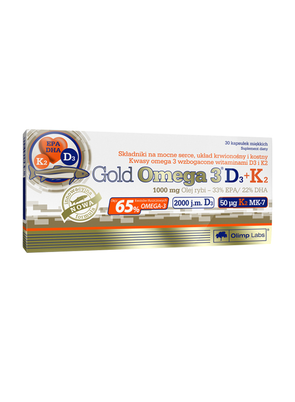 

Olimp Labs Gold Omega 3 D3 + K2 Supplement, 30 Capsules