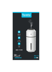 Toreto Rechargeable Mist Humidifier, with Mobile Charger and Night Light, White