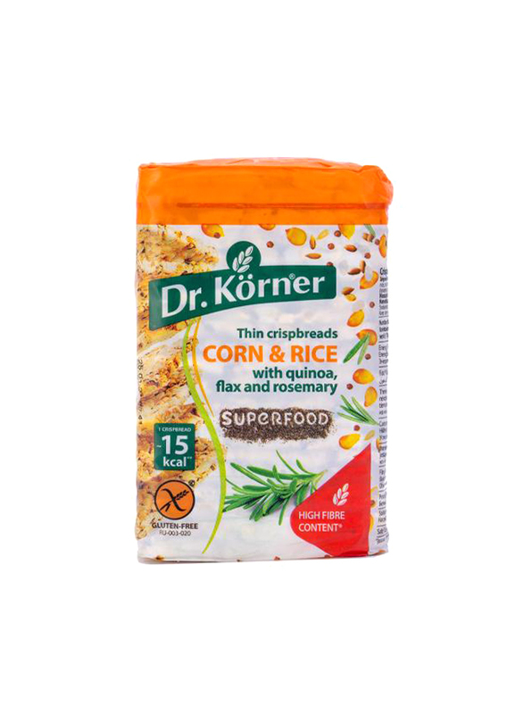 

Dr.Korner Corn & Rice Thin Crispbread with Quinoa, Flax and Rosemary, 100g