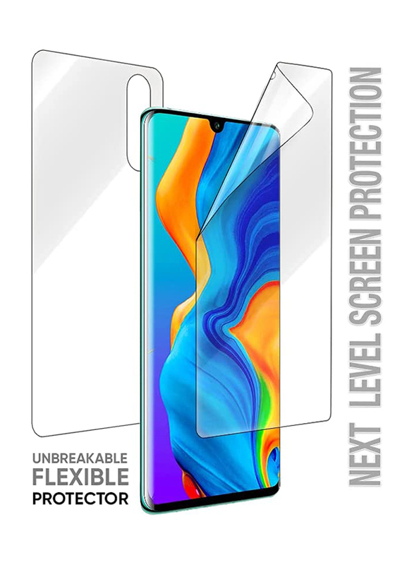 Break Protection Huawei P30 Pro Unbreakable 360° Front Back & Side Tempered Glass Screen Protection, Clear/Black