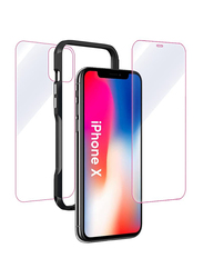 Break Protection Apple iPhone X Unbreakable 360° Front Back & Side Tempered Glass Screen Protection, Black/Clear