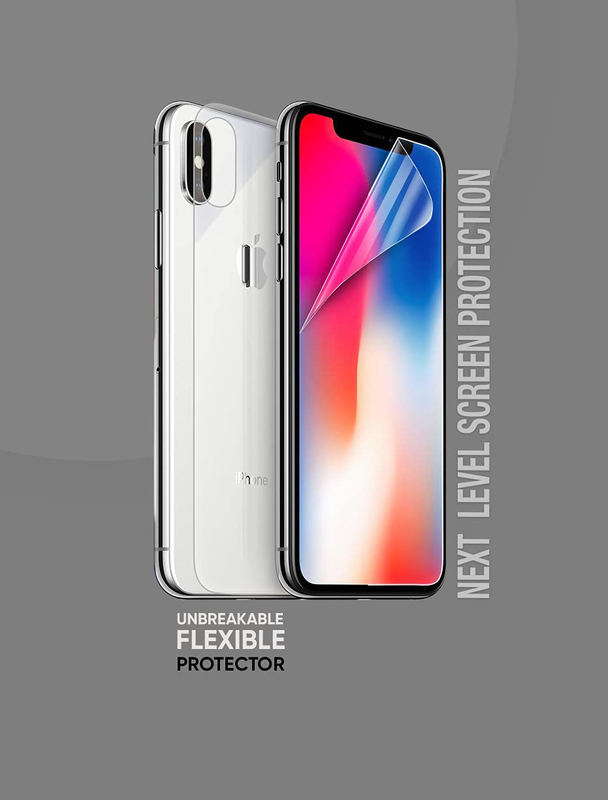 Break Protection Apple iPhone X Unbreakable 360° Front Back & Side Tempered Glass Screen Protection, Red/Clear