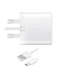 Samsung TA200CWEGGB Travel Adapter, 15W 3 Pin with USB Type A to USB Type C Cable, White