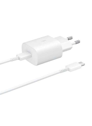 Samsung TA800XWEGAE-2p Travel Wall Charger, 25W PD 2-Pin with USB Type C to USB Type C Cable, White