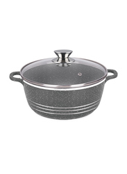 20cm Non-Stick Round Casserole with Glass Lid, Grey