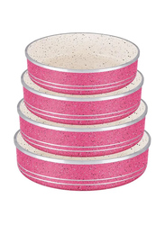 4-Piece Granite Coating Round Cake Pan Set, Pink