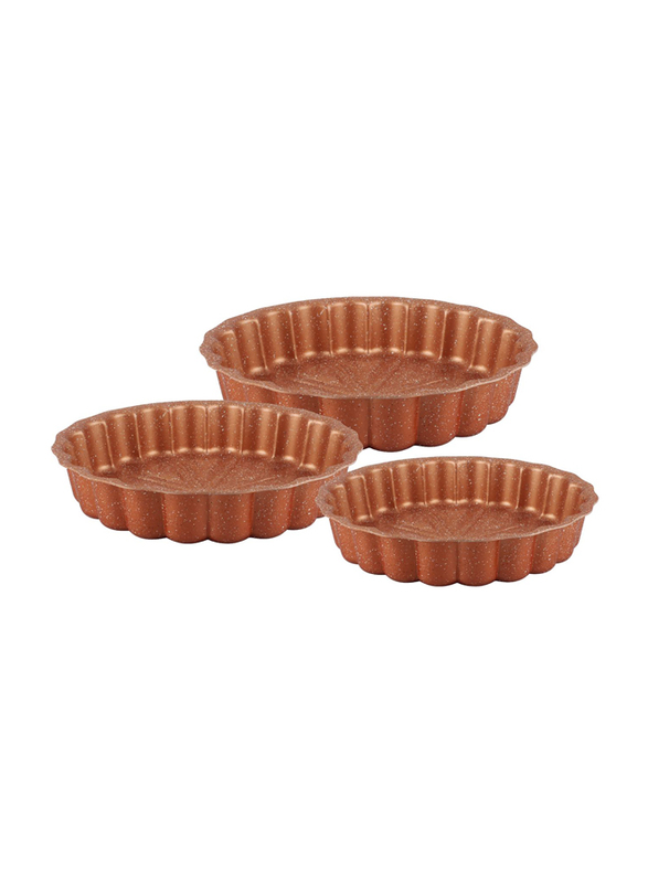 Dessini 3-Piece Granite Coating Round Cake Pan Set, AKA799, Brown