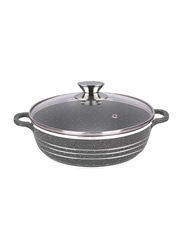 36cm Non-Stick Round Shallow Casserole with Lid, Grey