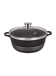 36cm Non-Stick Round Casserole with Glass Lid, Black
