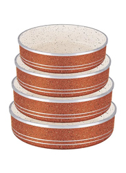 4-Piece Granite Coating Round Cake Pan Set, Dark Brown
