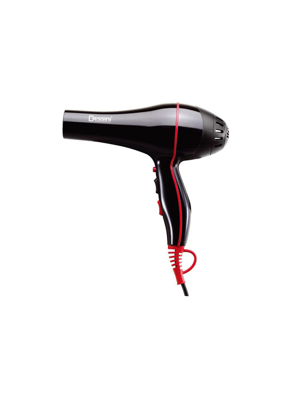 

Dessini Professional Foldable Hair Dryer, 1800-2200W, Black/Red