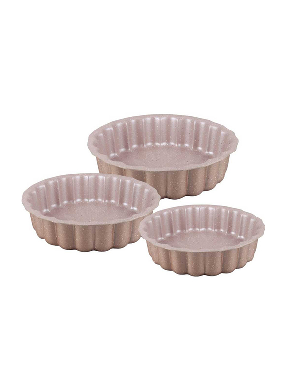 Dessini 3-Piece Granite Coating Round Cake Pan Set, AKA800, Ash Light Grey