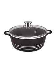 40cm Non-Stick Round Casserole with Glass Lid, Black