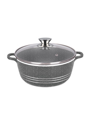 32cm Non-Stick Round Casserole with Glass Lid, Grey