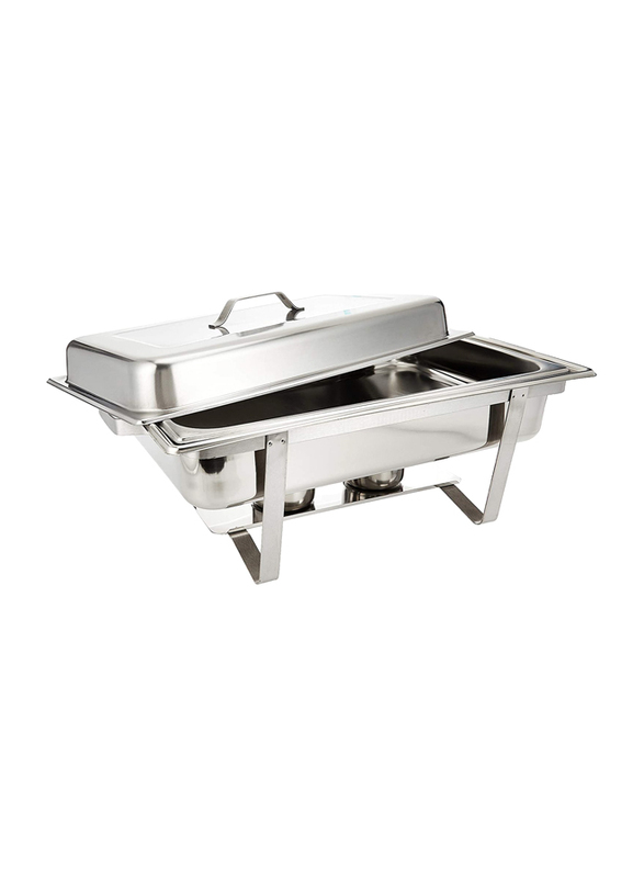 

9 Liter Single Stainless Steel Rectangle Chafing Dishbuffet Catering Warmer, AKA703, Silver