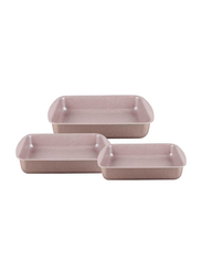 Dessini 3-Piece Granite Coating Rectangle Cake Pan Set, AKA806, Brown