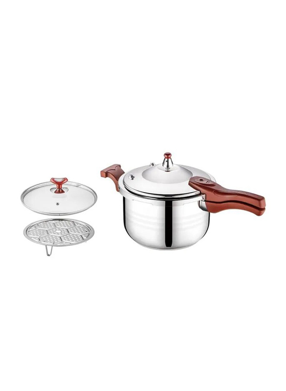 11 Ltr 3-in-1 Stainless Steel Round Pressure Cooker, Silver