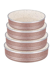 4-Piece Granite Coating Round Cake Pan Set, Light Brown