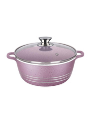 36cm Non-Stick Round Casserole with Glass Lid, Pink