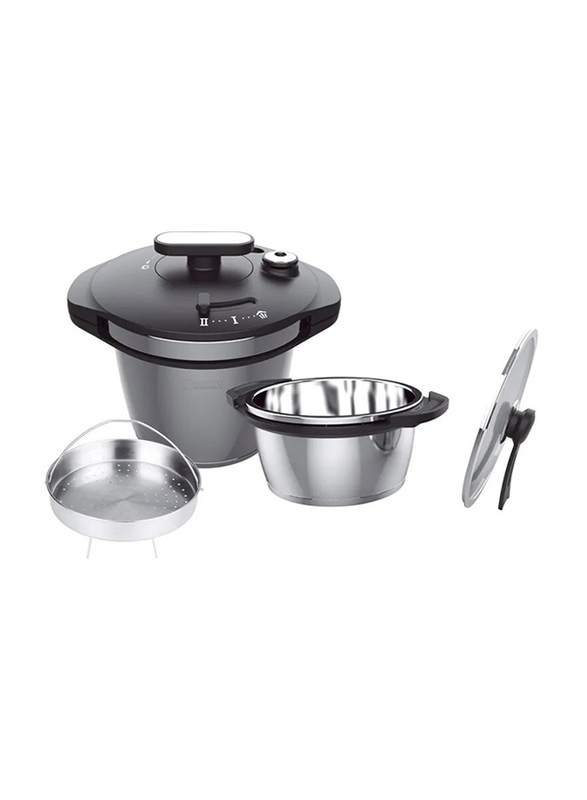 

Unbranded 4 Piece Stainless Steel Round Pressure Cooker Set, Silver/Black