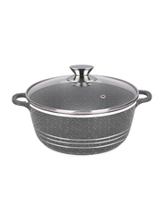40cm Non-Stick Round Casserole with Glass Lid, Grey