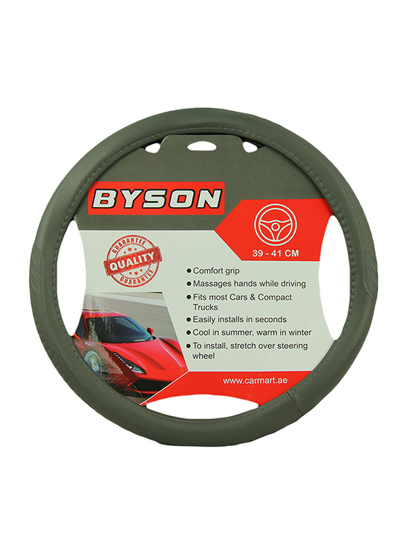 

Byson Inside White Steering Wheel Cover, Large, Grey