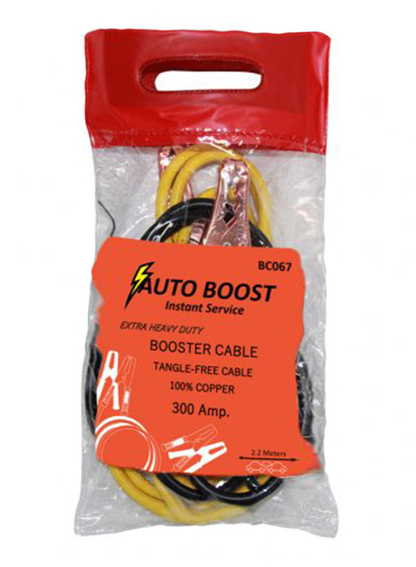 

Car Mart 100% Copper Car Booster Cable, 2.2 Meters, 300AMP, Yellow/Black