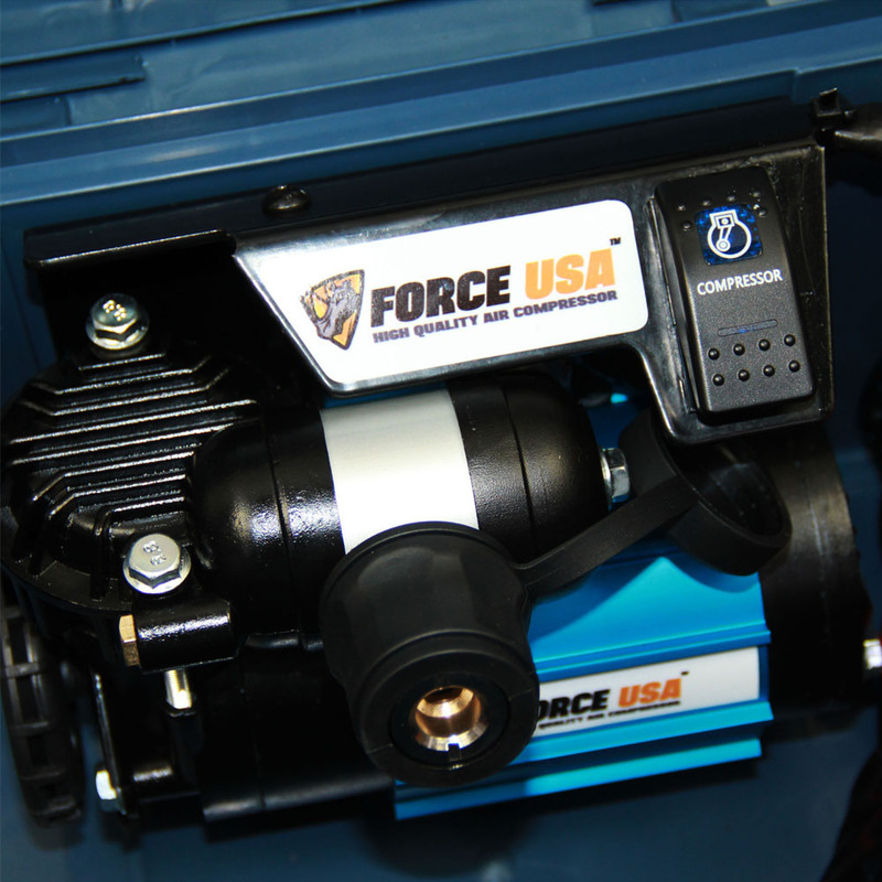 

Force USA Top Performance On Board High Quality Single Heavy Duty Motor Compressor Air Compressor for 4 X 4, White/Black/Blue