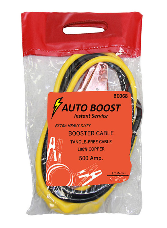 

Car Mart 100% Copper Car Booster Cable, 2.2 Meters, 500AMP, Yellow/Black