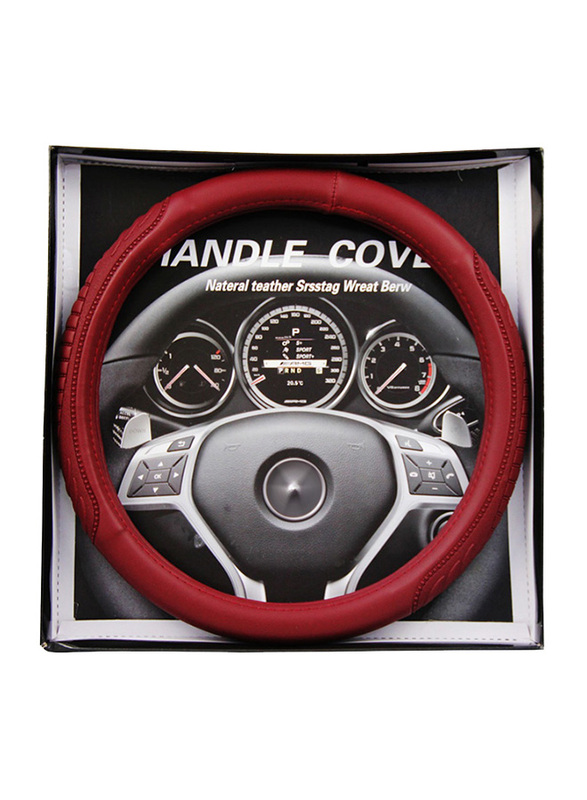 

Car Mart PU Leather Universal Handle Steering Wheel Cover, 38cm, Maroon