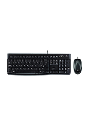 Logitech MK120 Wired Arabic/English Keyboard and Optical Mouse Set, Black