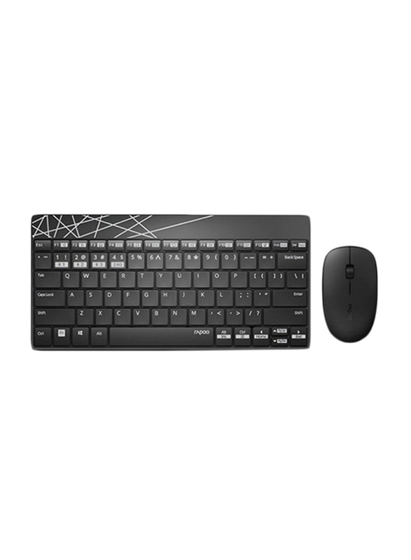 

Rapoo 8000M Multi-Mode Wireless English Keyboard and Mouse Combo, Black