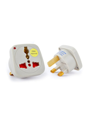 Terminator 3 Sockets Multi Travel Adapter, One 3 Pin, Two 2 Pin and 13A Plug, ESMA Approved, TL-11A, White